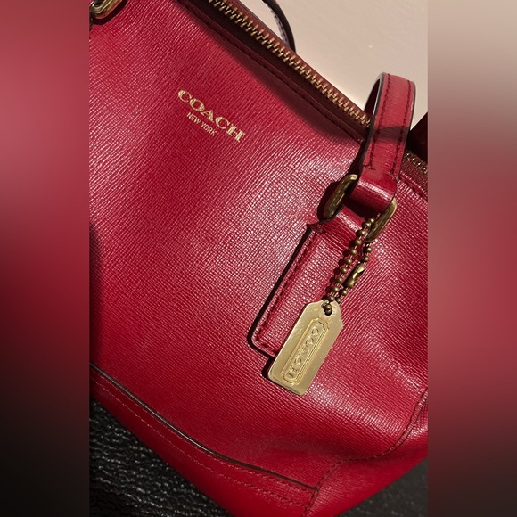Coach Saffiano Small Red Leather Satchel/Crossbody with matching wallet - Picture 5 of 9